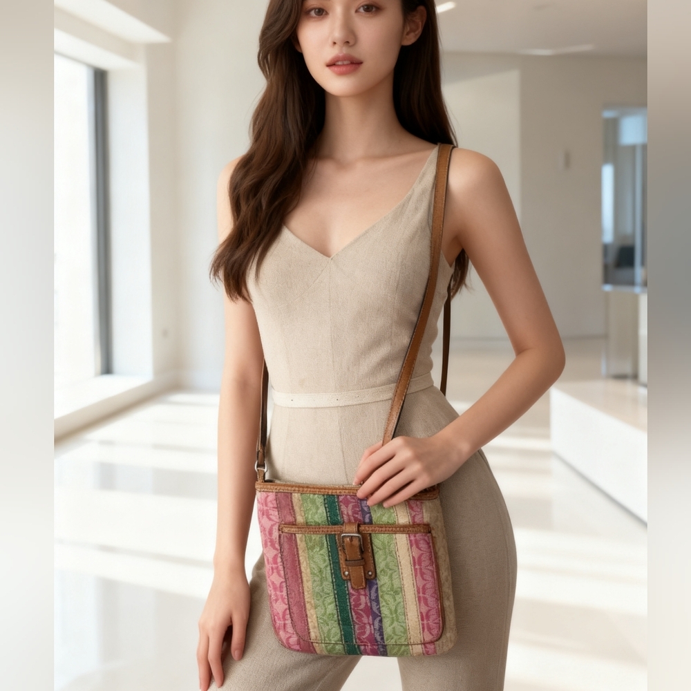 Fossil Multicolor Striped Crossbody Bag